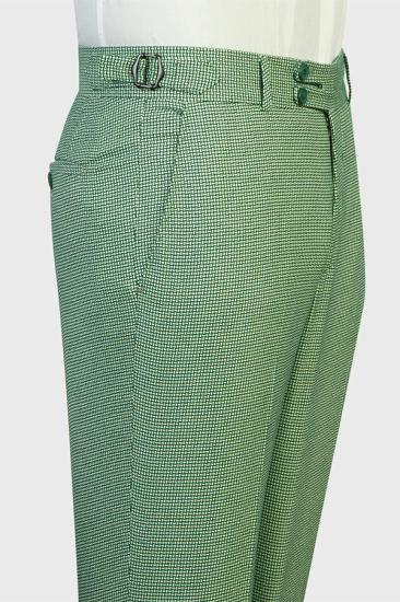 Gorgeous Green Shawl Lapel Double Breasted Plaid Ball Two Piece Suit_3