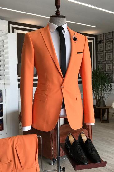 Otis Orange Point Lapel 3 Flap Slim Fit Prom Men Suit_2