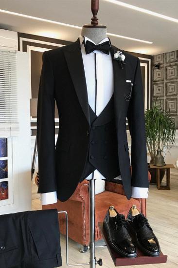 Abner All Black Point Lapel Slim Fit Business Suit_1