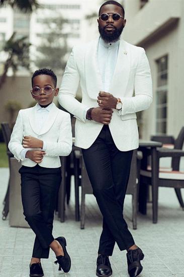 Abraham White Jacquard Shawl Lapel Slim Chic Wedding Men Suit