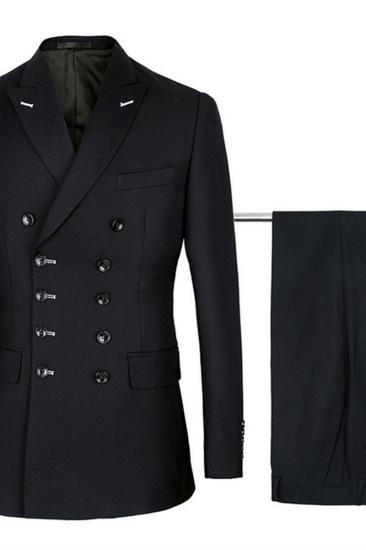 Morgan Handsome Black Slim Fit Double Breasted Business Men Suit_2