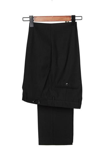 Modern Black-and-Gray Cruciform Satin Peak Lapel Double Breasted Men Formal Suit_4