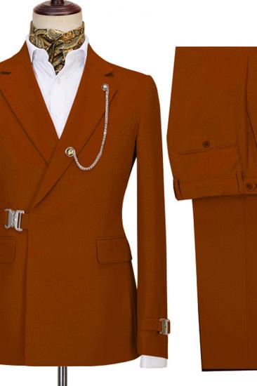 Gavin Newest Orange Two Piece Notched Lapel Business Men Suit_2