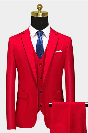 Full Red Trio Suit | Point Collar Fitted Suit_1