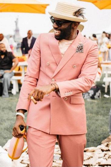 Ronan Fashion Double Breasted Point Lapel Prom Men Suit_1