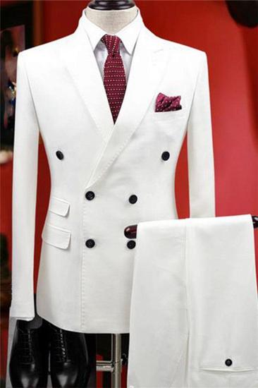 White Bubble Breast Wedding Suit |  Men Groom Tuxedo Set Of 2_2
