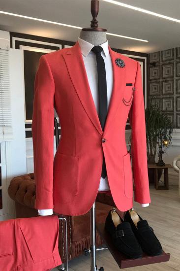 Jack Red Tip Lapel Slim Fit 2 Flap Prom Men Suit_2