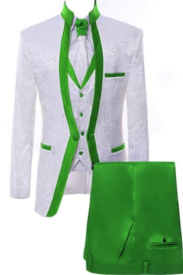 Chic Green Shawl Lapel Jacquard Three Pieces Mens Wedding Suits