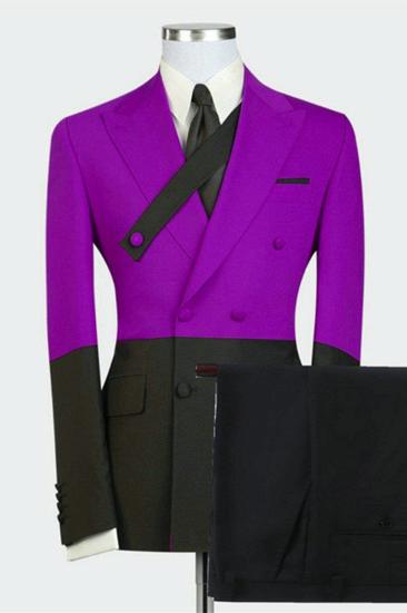 Dominick Newest Purple Double Breasted Point Lapel Men Suit Online_1