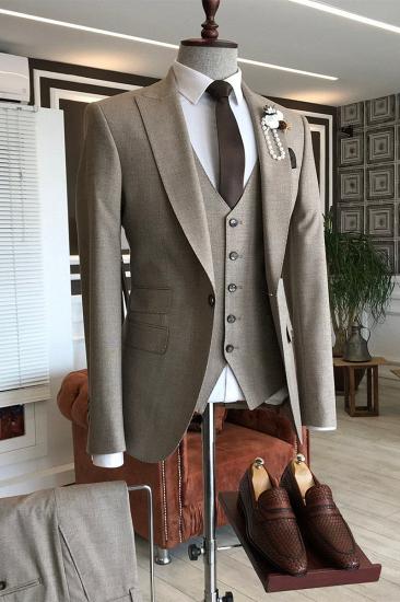 Jeffrey Formal Brown Three Piece Slim Fit Business Men Suit_1