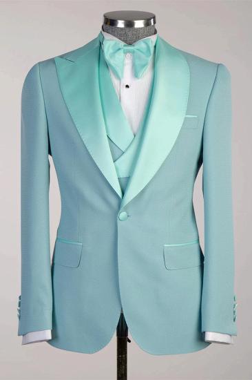 Russell Mint Peaked Lapel Three Pieces Prom Suits_2