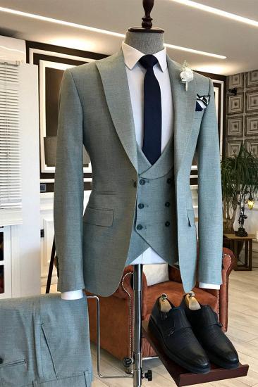 Henry Stylish Grey Three Piece Point Lapel Men Business Suit_2