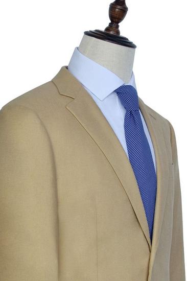 Khaki Lined Men Suit With Notched Lapel |  Two Button Flap Pocket Casual Suit_4