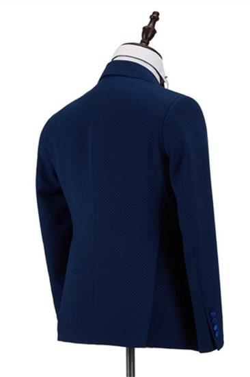 Jonah Navy Check Point Lapel Double Breasted Formal Business Men Suit_3