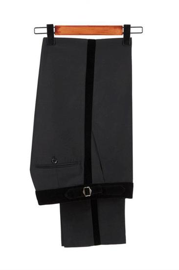 Stylish Velvet Lapel Double Breasted Prom Suit | Belt Leopard Black Jacquard Men Suit For Wedding_4