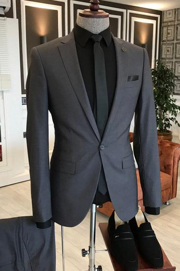 Labels Black Notched Lapel One Button Slim Suit Men Business