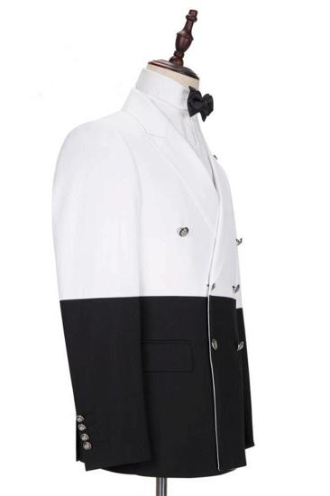 Jorge Simple White And Black Double Breasted Men Suit Online_2