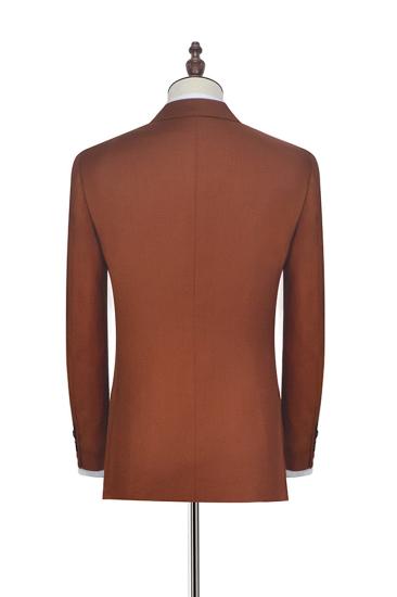 Two Button Dust Orange Men Suit |  Business Point Lapel Flap Pocket Suit_5