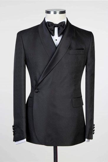 Douglas Simple Black Fashion Shawl Lapel Men Wedding Suit_1