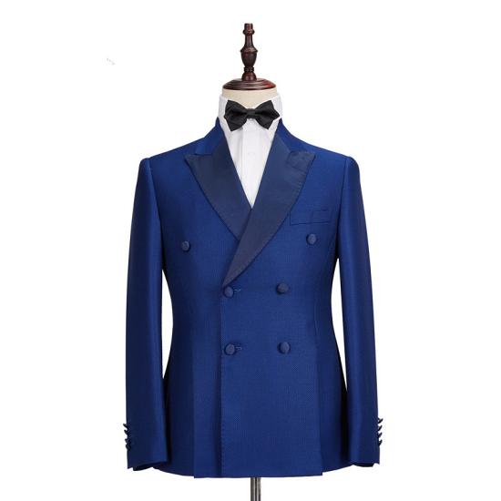 Martin Royal Blue Double Breasted Two Piece Business Men Suit_5