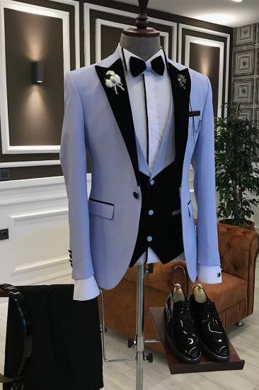 Sam Purple Three Piece Black Pointed Lapel Slim Fit Prom Men Suit_2