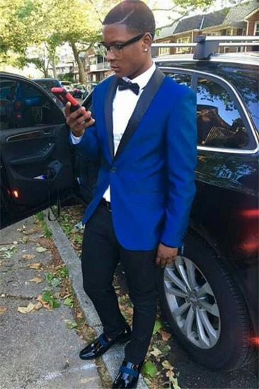Handsome Royal Blue Men Suit | One Button Shawl Lapel Prom Costume_1