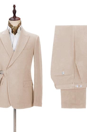 Cozy Champagne Men Casual Suit For Summer | Buckle Button Formal Groomsmen Suit For Wedding_2