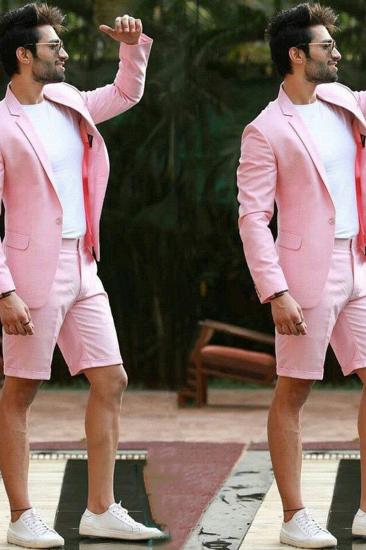 Nasir Summer Pink Notched Lapel Slim Fit One Button Men Suit_2