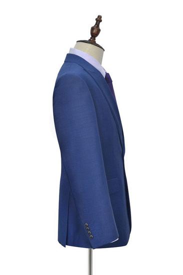 One Button Flap Pocket Navy Blue Men Suit | Men Point Collar Business Suit_4