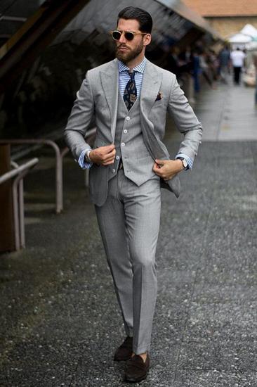 Custom Formal Men Suits | Regular Grey Three Piece Business Suit_2