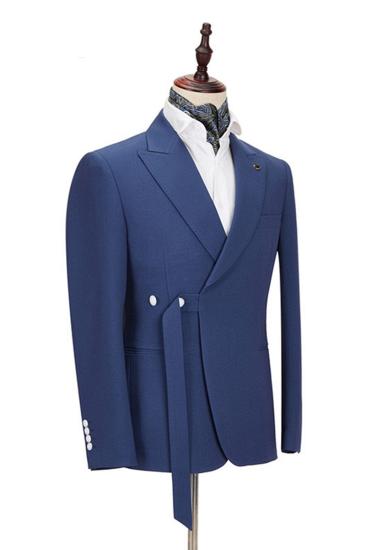 Kayden  Dark Blue Pointed Lapel Slim Fit Men Business Suit_2