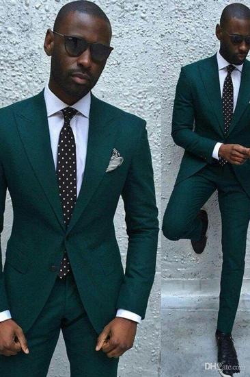Hunter Dark Green Slim Fit Men Business Suit | New Arrival Spire Laple Prom Suit_2