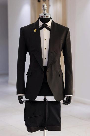 Jam Black Peaked Lapel Bespoke Two Pieces Prom Suits_2