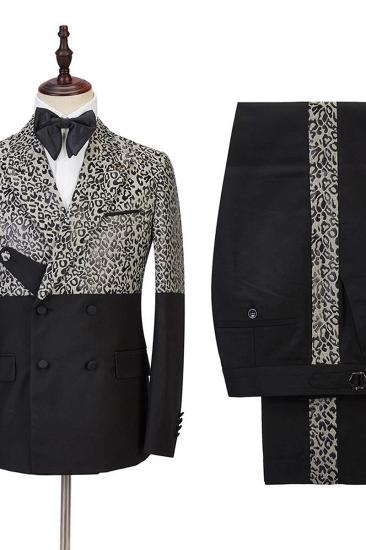 Ryder Cool Leopard Black Double Breasted Men Suit_2