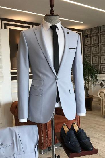 Sampson Silver Point Lapel One Button 3 Flaps Business Men Suit_1