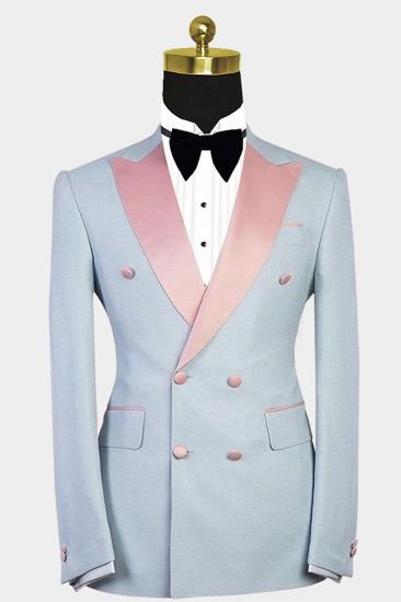 Colten Handsome Double Breasted Contrast Color Men Suit Pointed Lapel_1