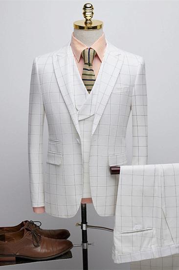Lou Fashion Three Piece Check Lapel Men Suit