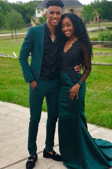 Dark Green Two Piece Notch Lapel Fashion Prom Suit Online_2
