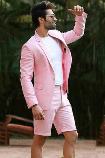 Nasir Summer Pink Notched Lapel Slim Fit One Button Men Suit_1
