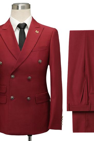 Asher Red Double Breasted Point Lapel Slim Fit Men Suit_2