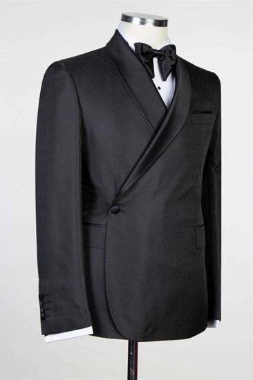 Douglas Simple Black Fashion Shawl Lapel Men Wedding Suit_2