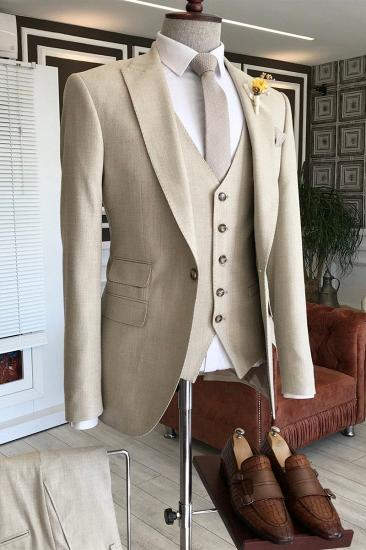 Jason Stylish Off-White Three Piece Point Lapel Men Business Suit_1
