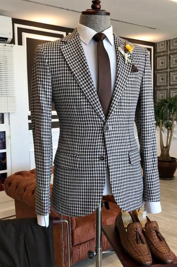 Louis Classic Black Check Two Button Business Men Suit