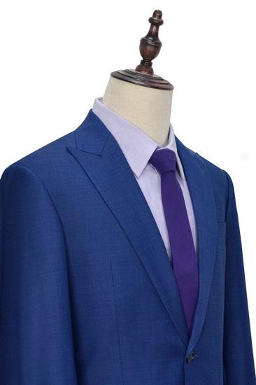 One Button Flap Pocket Navy Blue Men Suit | Men Point Collar Business Suit_3