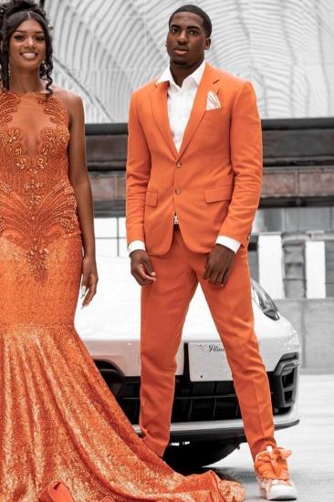 Bartley Orange Notched Lapel Two Buttons Prom Suits With Flaps_1