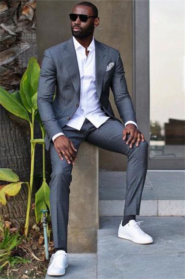 Caleb Dark Grey Pointed Lapel Slim Fit Stylish Formal Business Men Suit_1