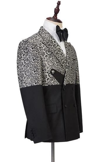 Ryder Cool Leopard Black Double Breasted Men Suit_3