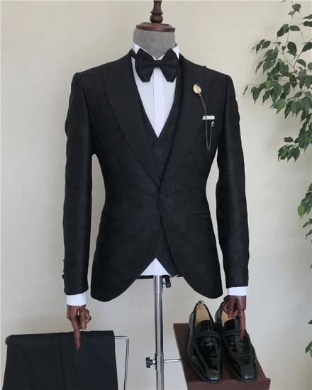 Black Jacket Vest Trousers Groom Set｜Wedding Three Piece Suit_3