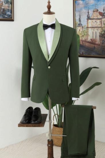 Nat Fashion Dark Green Shawl Lapel Three Pieces Prom Men Suits