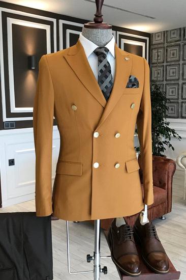 Samuel Yellow Double Breasted Formal Business Custom Men Business Suit_1